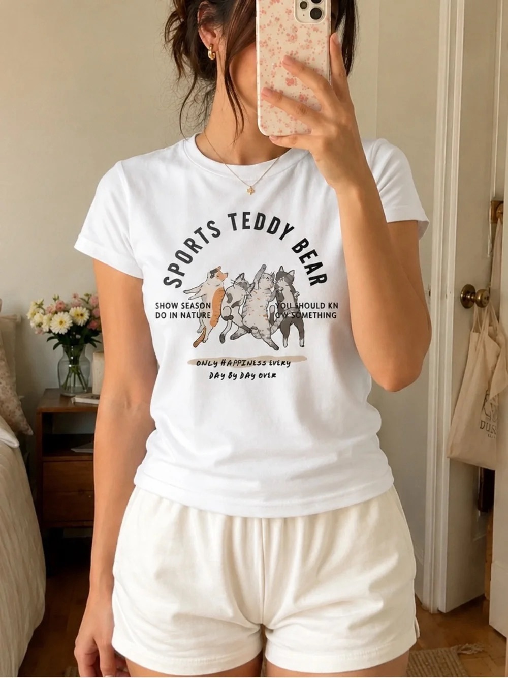 Gildan White 'Sports Teddy Bear' Graphic Short Sleeve Tee